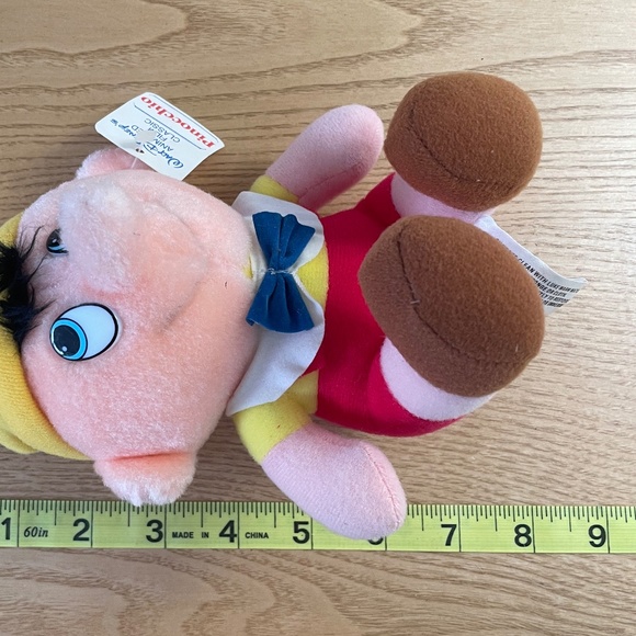 Vintage Disney Pinocchio Plush Stuffed Animal 8” Walt Disney Productions w Tags - Picture 9 of 10